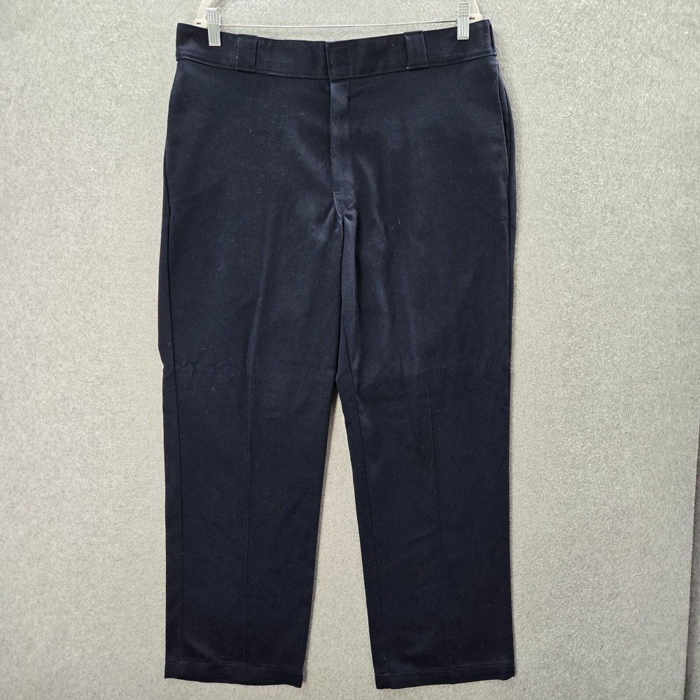 Dickies Men Pants 38x30 Blue Chino 874 Workwear High Rise Pockets Polyester